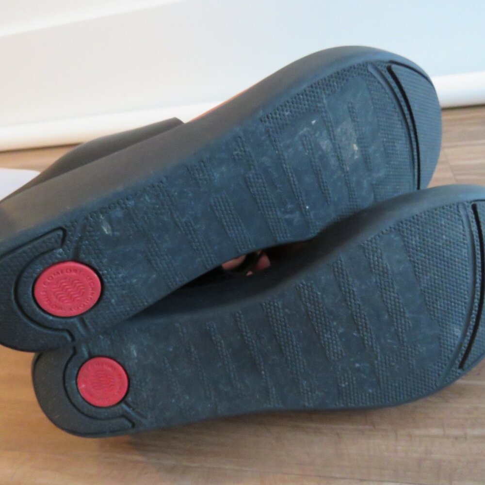 FITFLOP Banda Crystal Toe-Post Thong Sandals Black Leather Comfort - Size US 10 - Picture 13 of 15